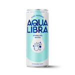 Aqua Libra sparkling water can on a white background