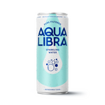 Aqua Libra sparkling water can on a white background