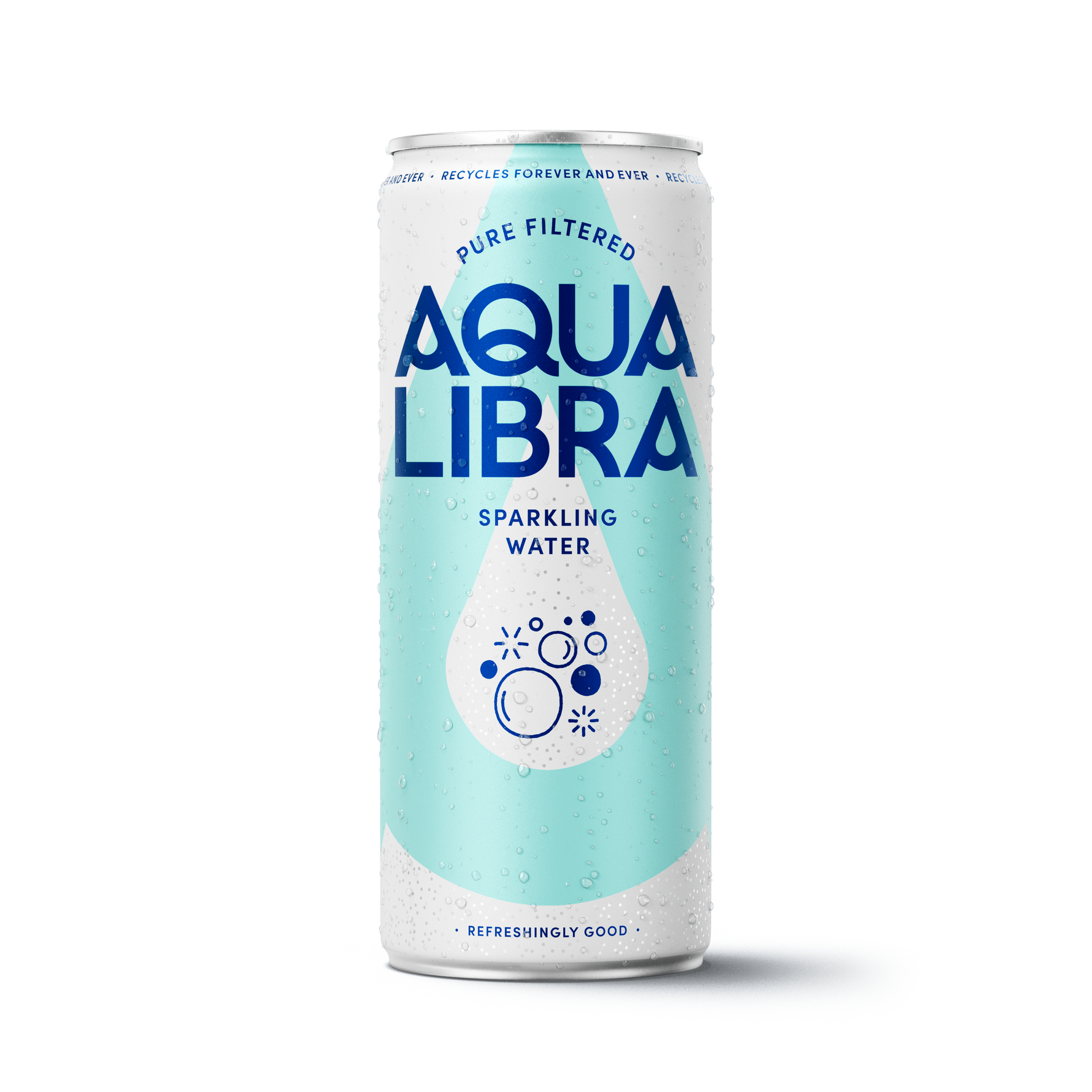 Aqua Libra sparkling water can on a white background