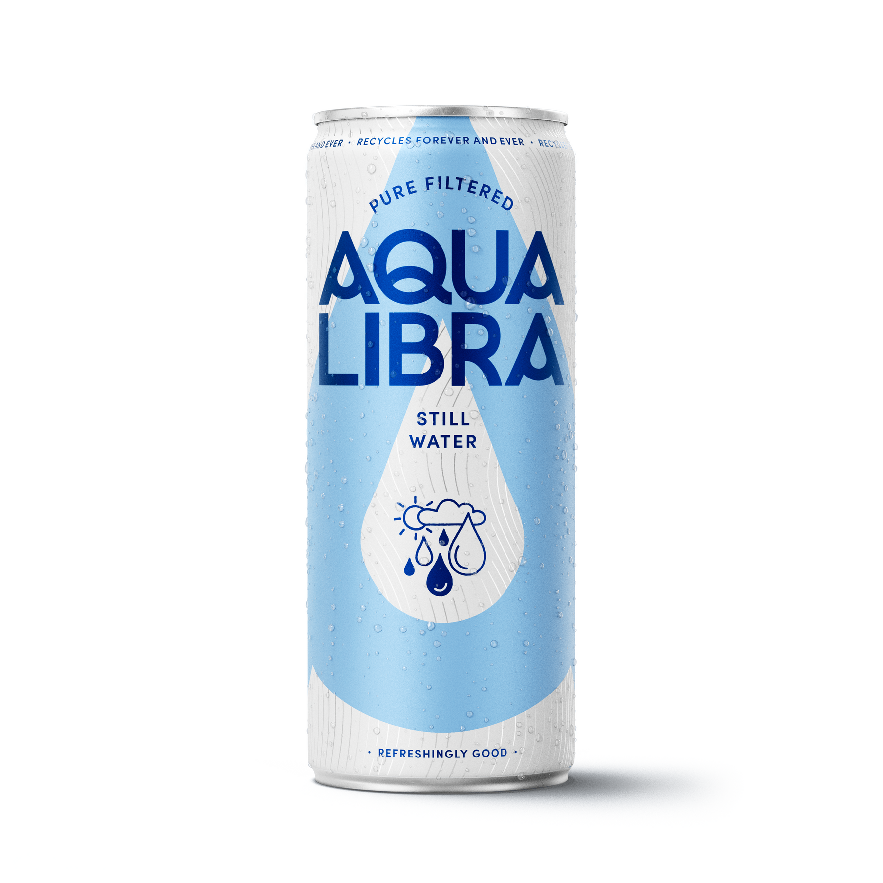 Aqua Libra still water can on a white background