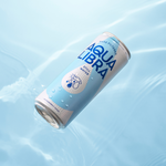 Aqua Libra water can on a light blue water background